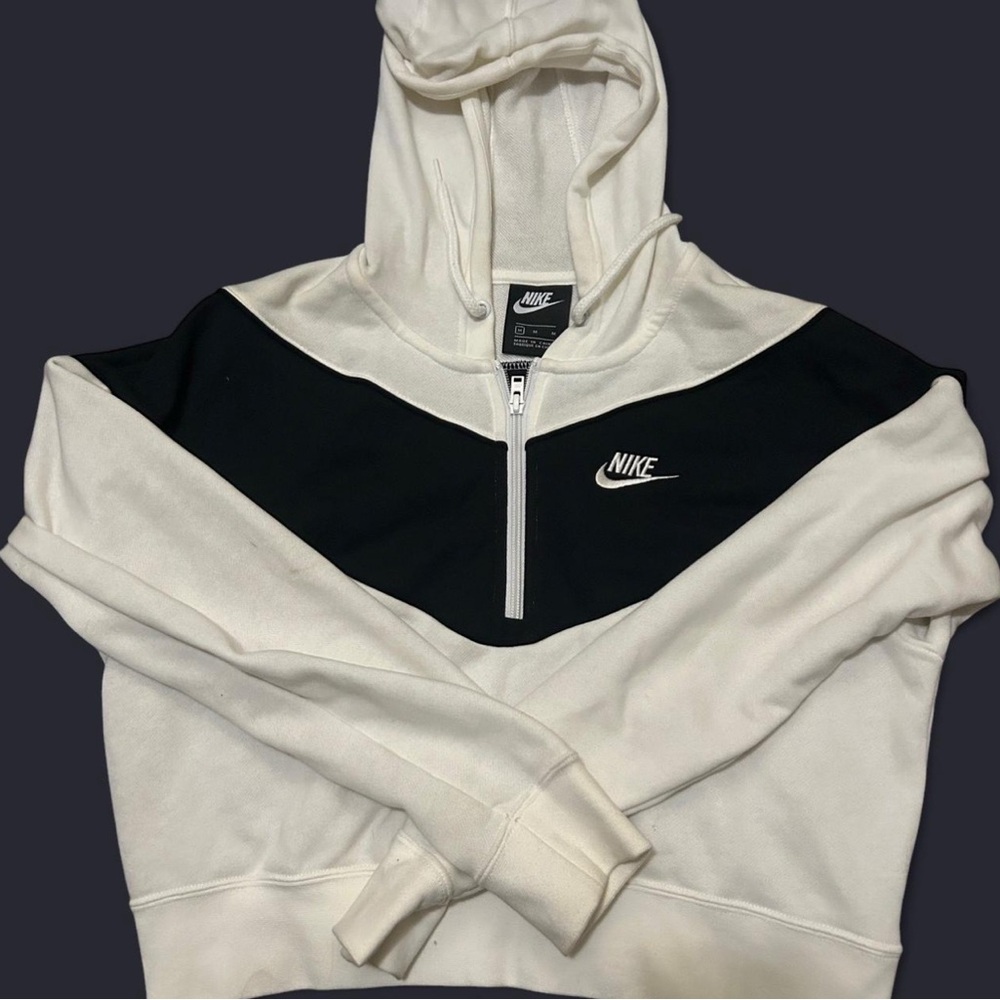 Nike Cream and Black Zip-Up Hoodie